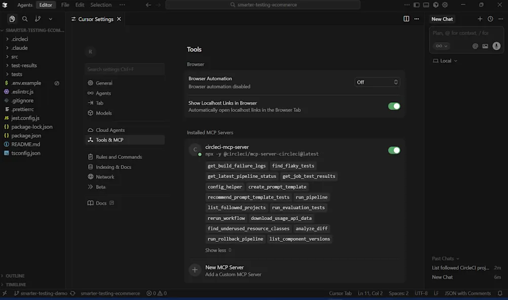 Cursor MCP Settings with CircleCI