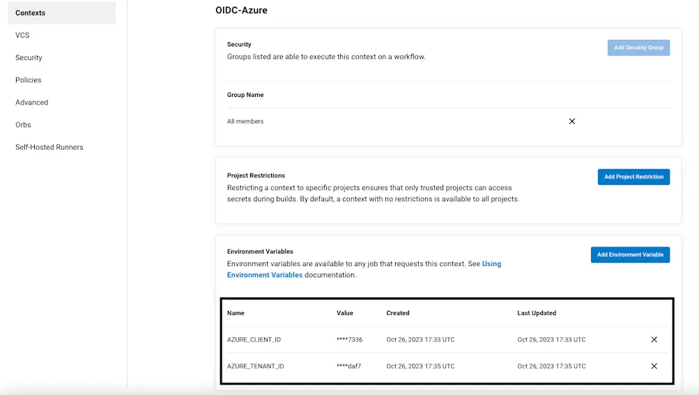 Environment variables