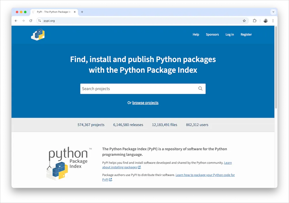 PyPI homepage