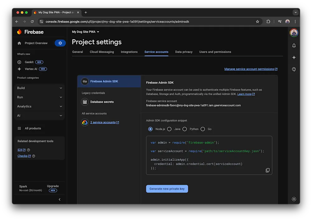 Generate new private key