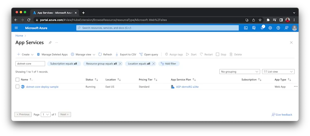Application in App Services