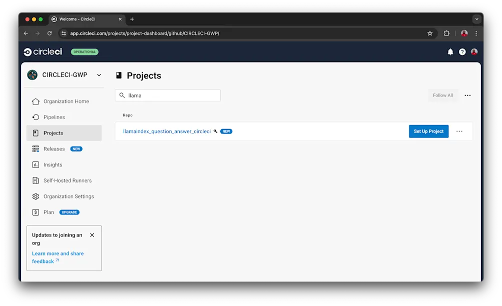 Circle CI set up project