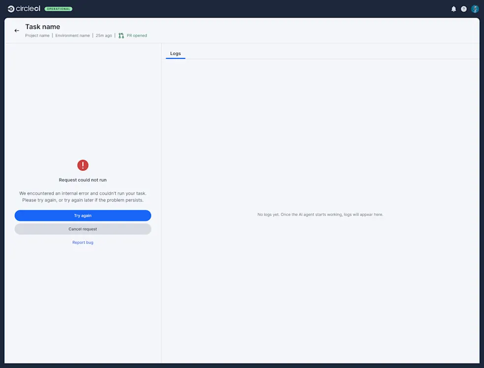 Task page - Error no input box