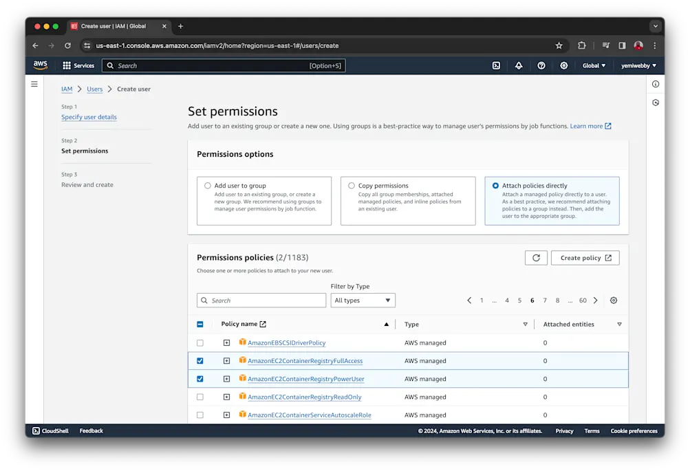 Attach managed policy