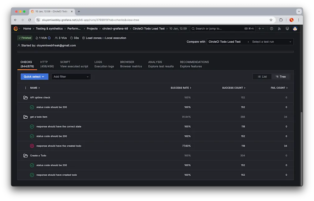 k6 performance insight checks