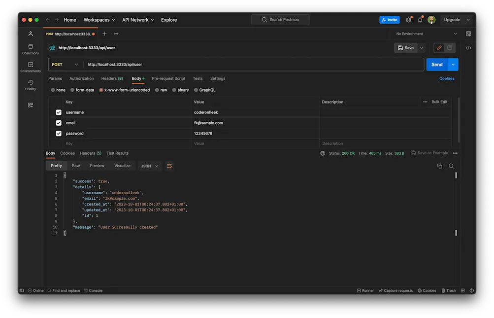 User creation - successful