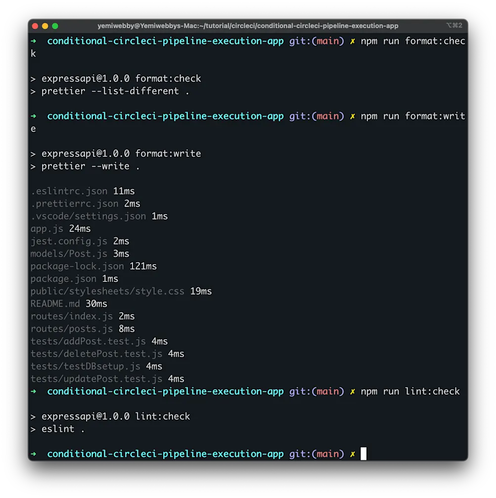 Formatting and linting commands
