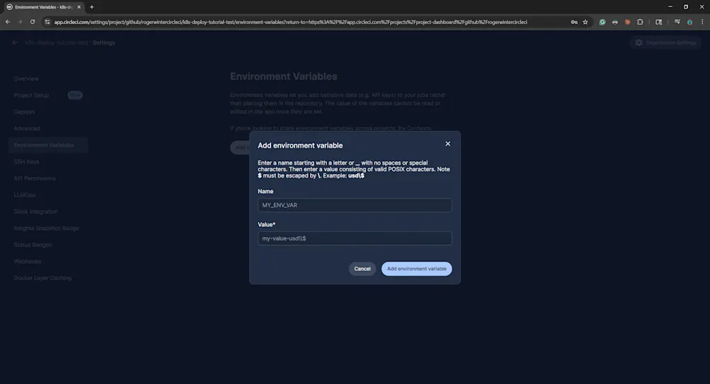 Environment variables