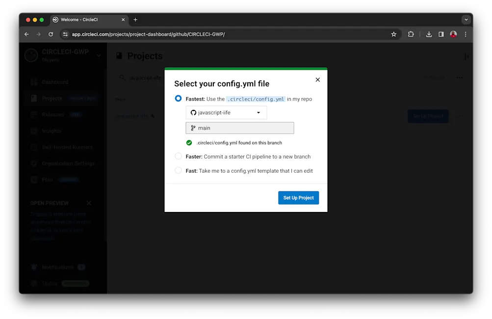 CircleCI branch configuration