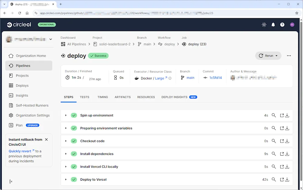 Successful workflow execution