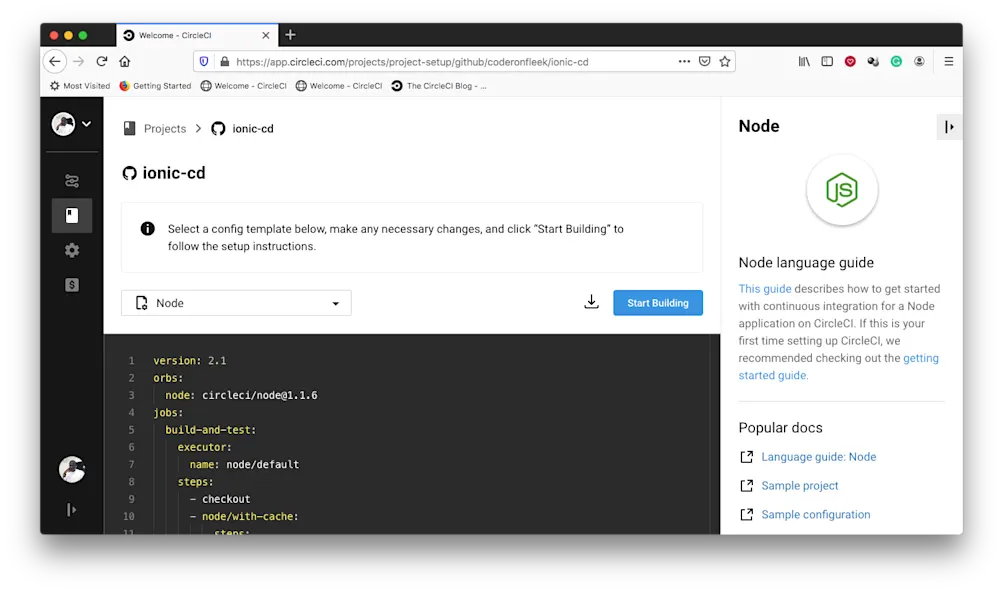 Start Building - Config sample