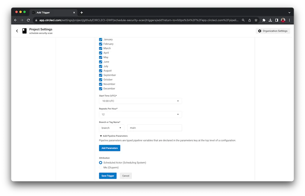 Set up trigger - CircleCI