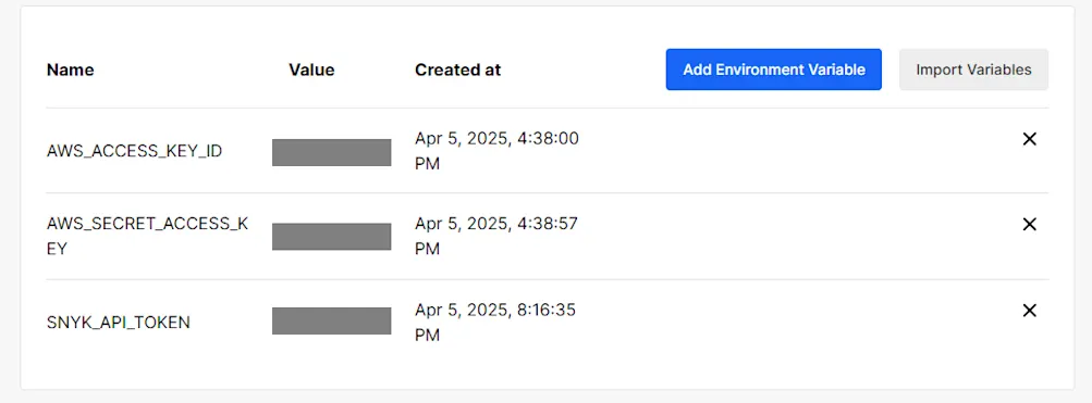 CircleCI environment variables