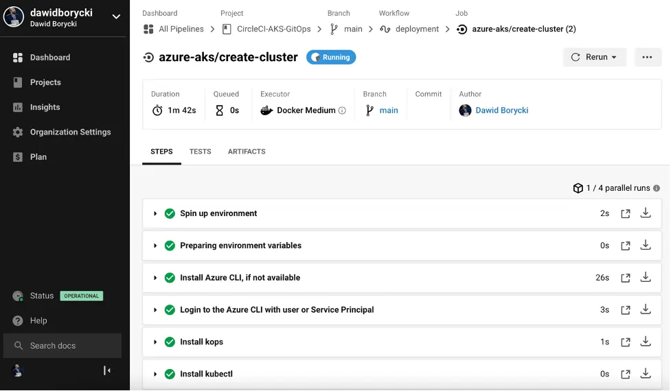 CircleCI pipeline details