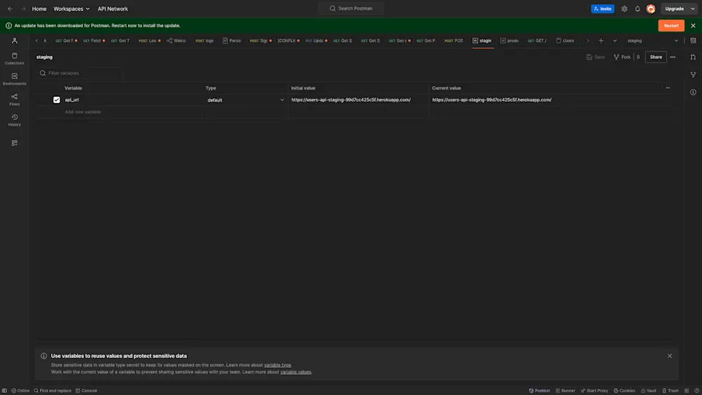 Create environment - Postman