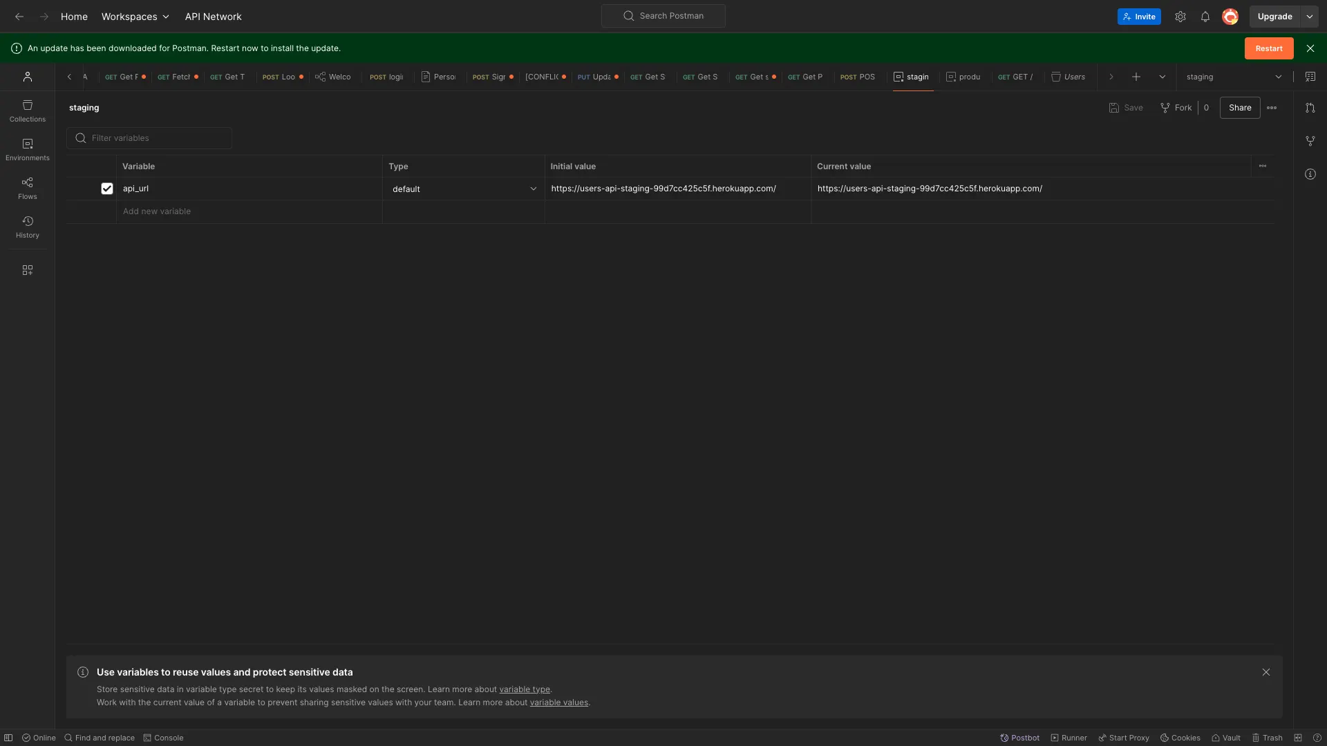 Create environment - Postman