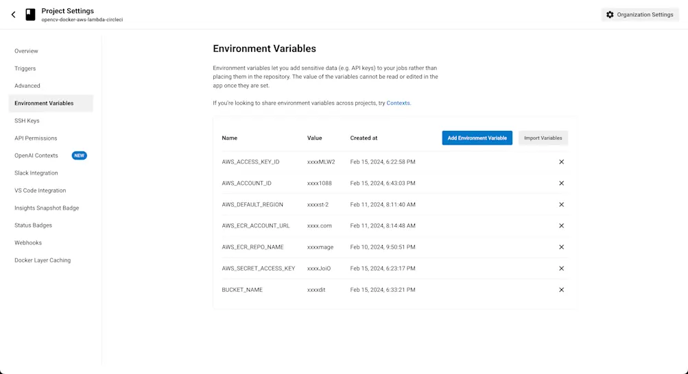 Set environment variables on CircleCI