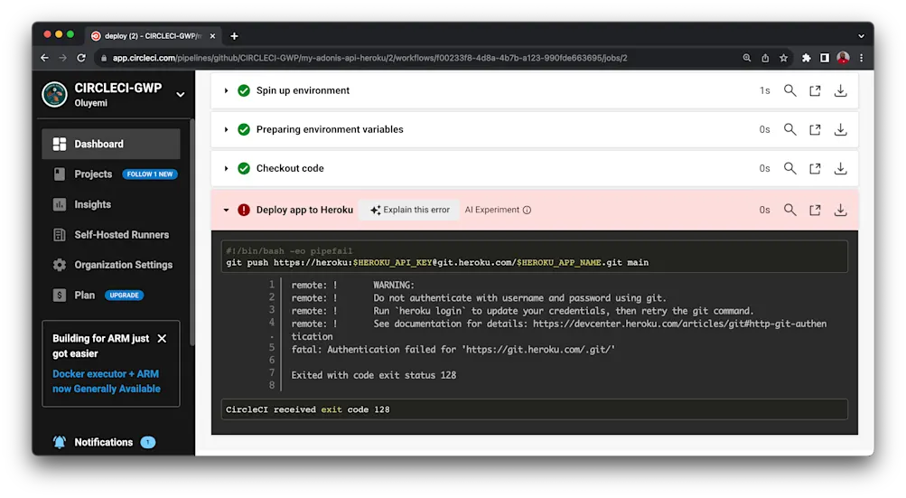 CircleCI Build Failed