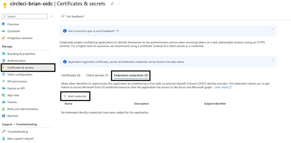 Add federation credentials