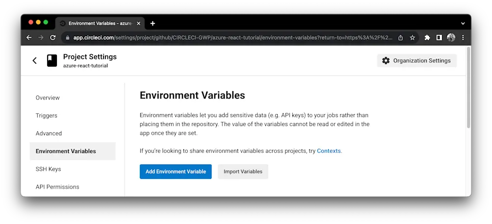 Add environment variables