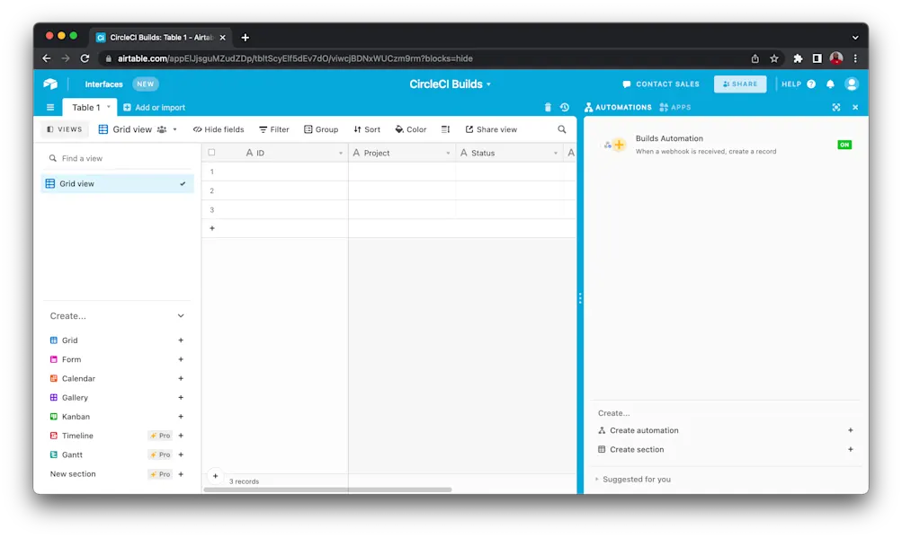 New automation - Airtable