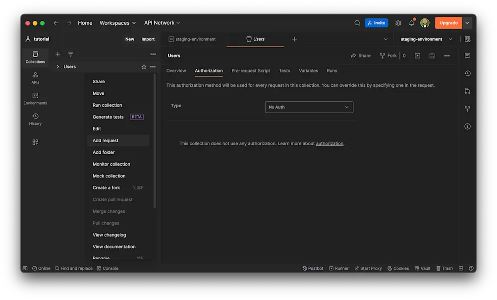 Add new request - Postman