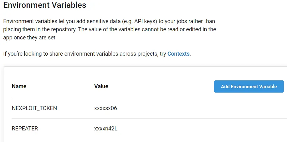 Environment variables