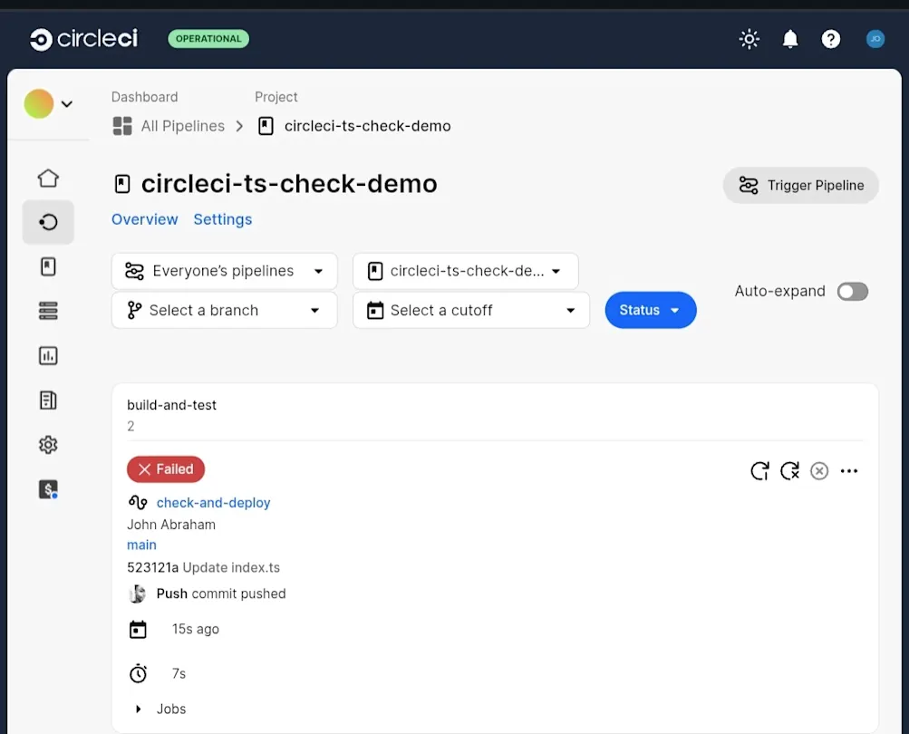 Type check failure blocking deployment in CircleCI