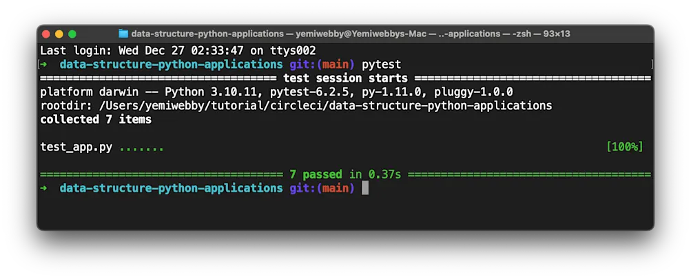 Successful PyTest execution