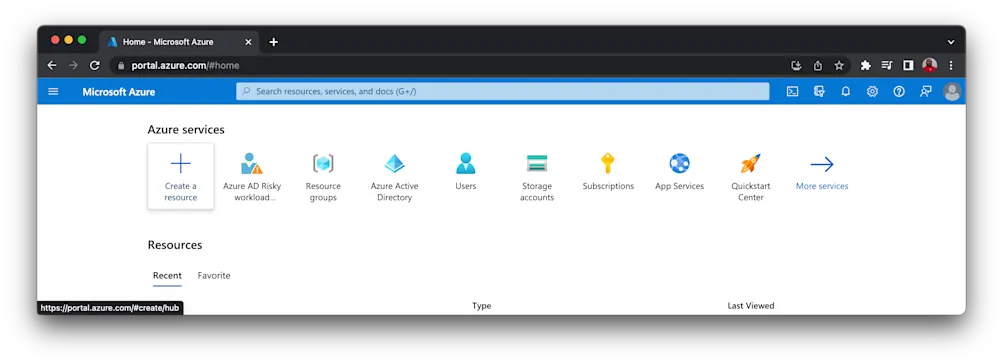 Click create resources