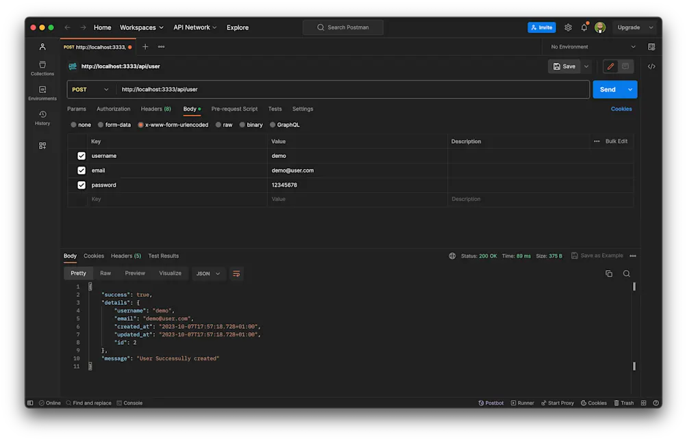 User Creation - Successful