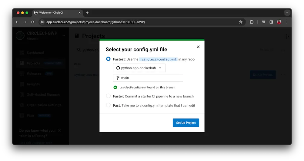 Existing configuration file