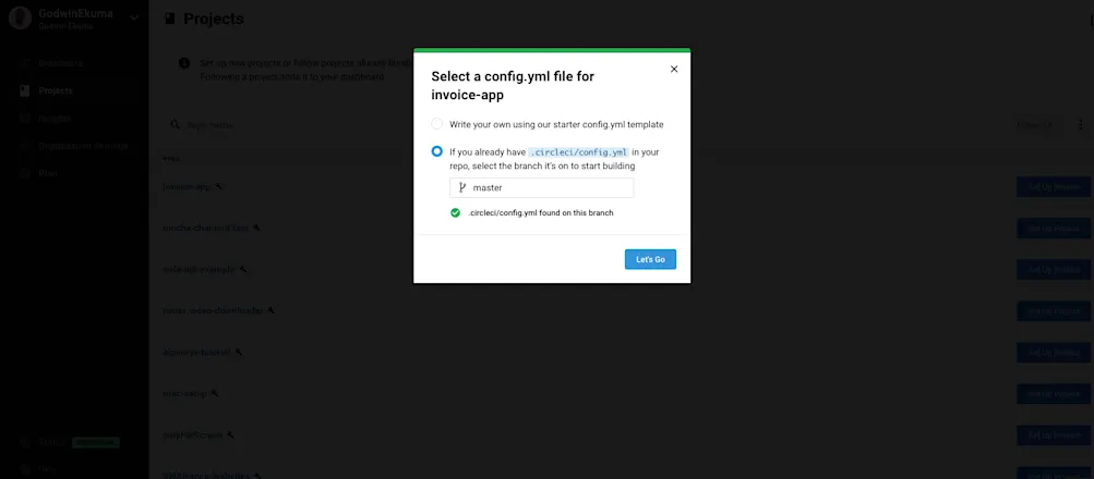 Select CircleCI config file