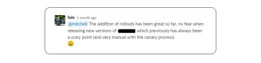 Rollouts Slack message