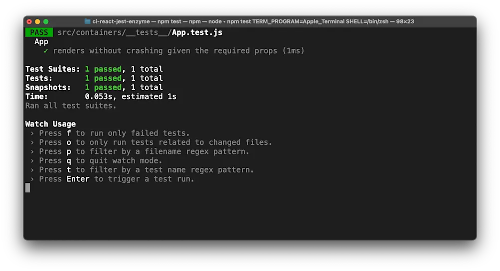 Test run summary - Terminal
