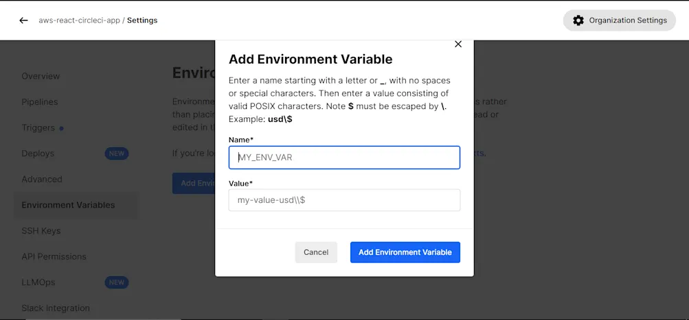 Add environment variable