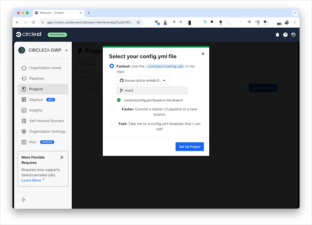 Selecting Git branch