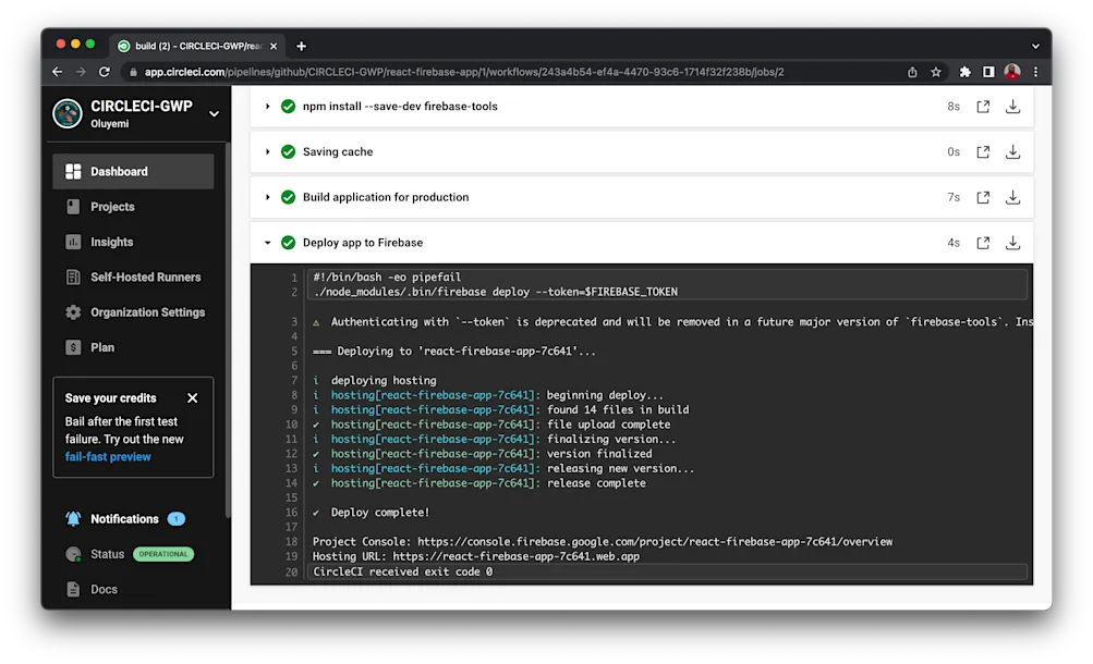 Deployed successfully to Firebase