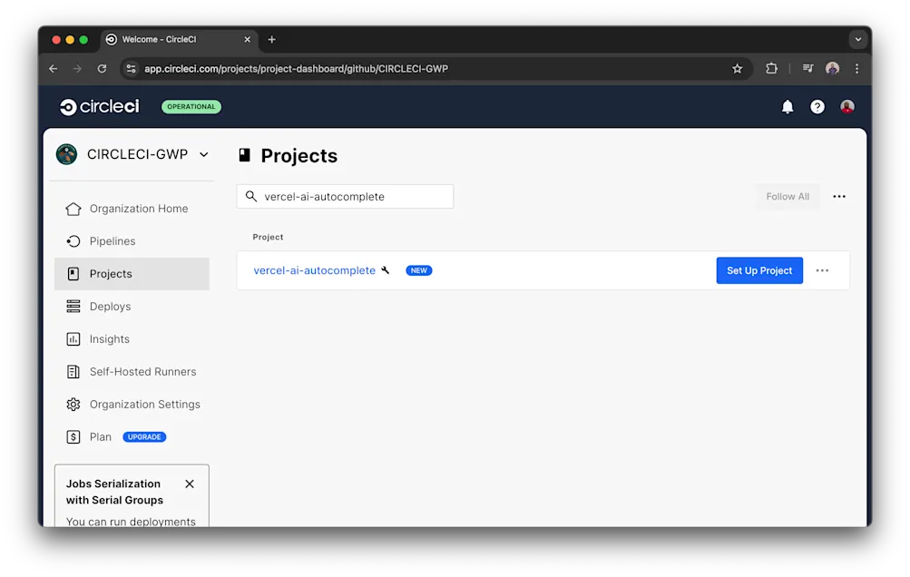 Search for your project
