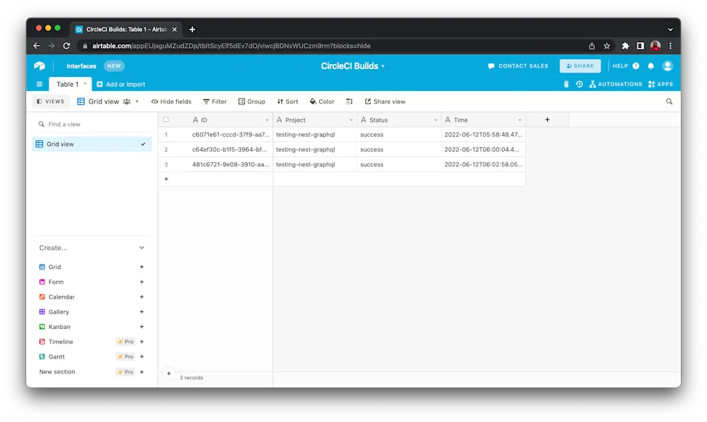 Webhook Logs - Airtable