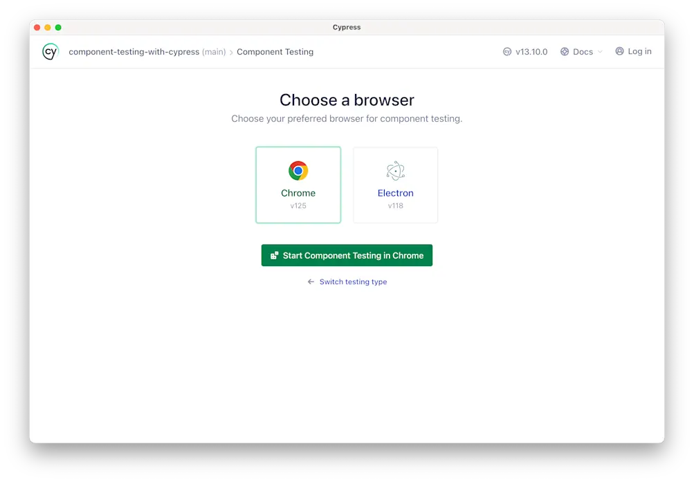 Select testing option