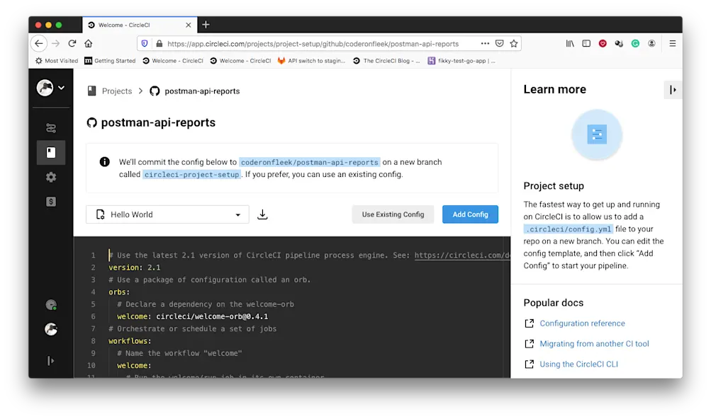 Add Config - CircleCI