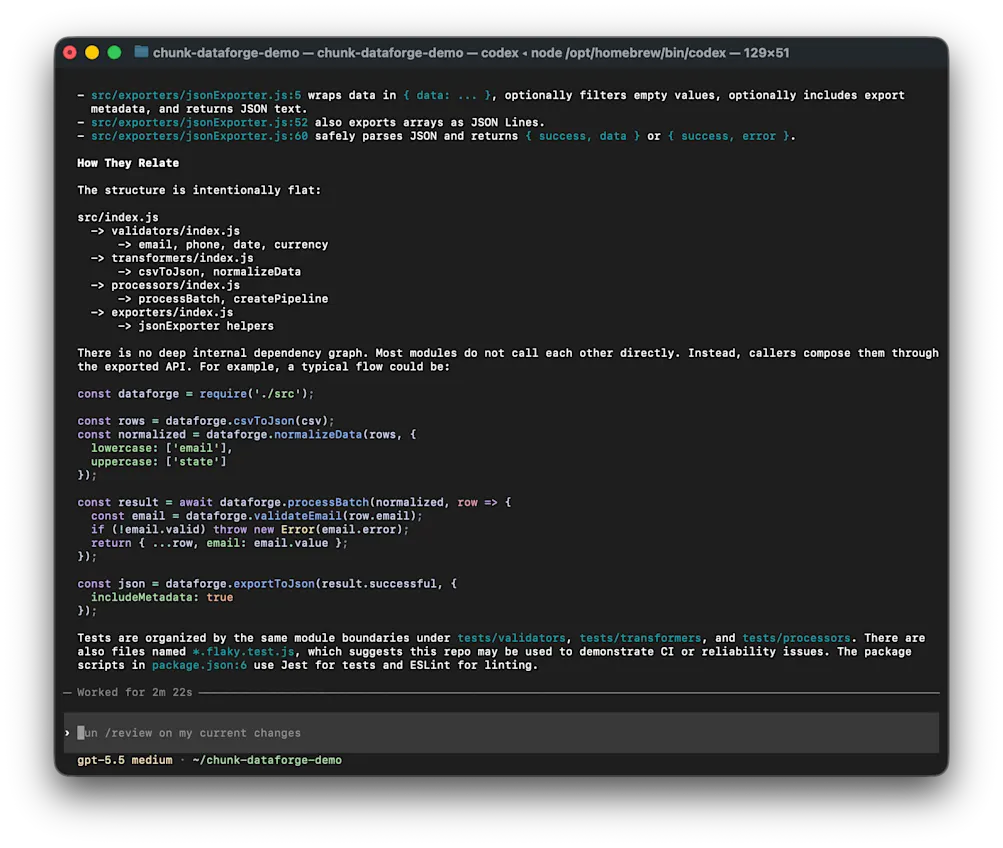 Exploring a codebase with the Codex CLI