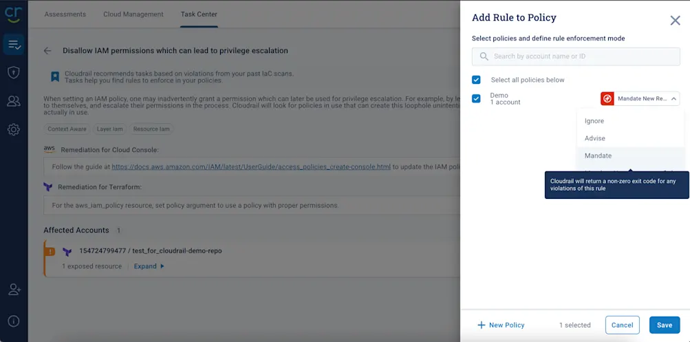 Cloudrail add rule to policy