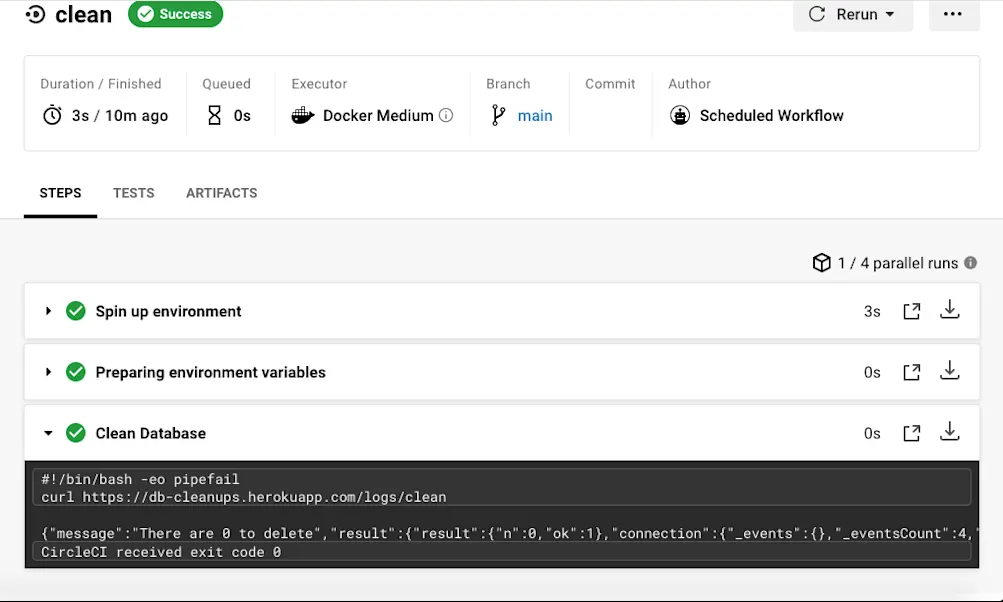 Clean up response - CircleCI