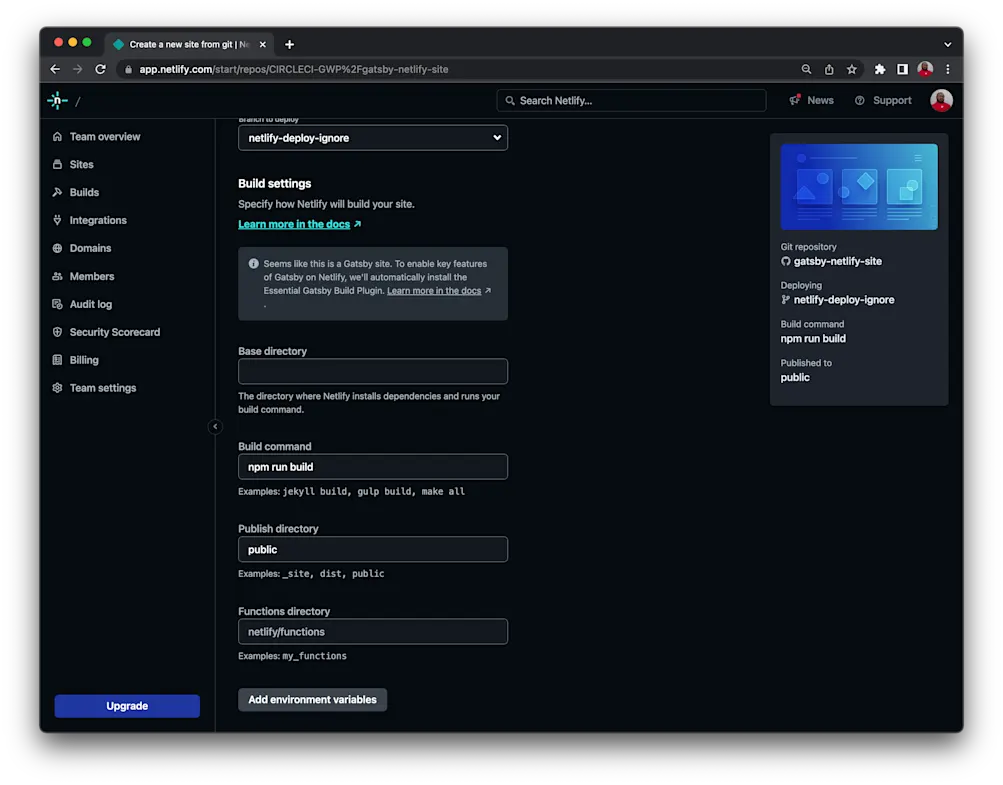 Select Branch - Netlify