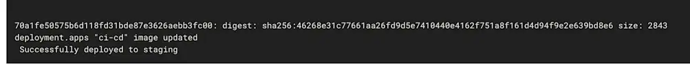 A successful deployment to staging