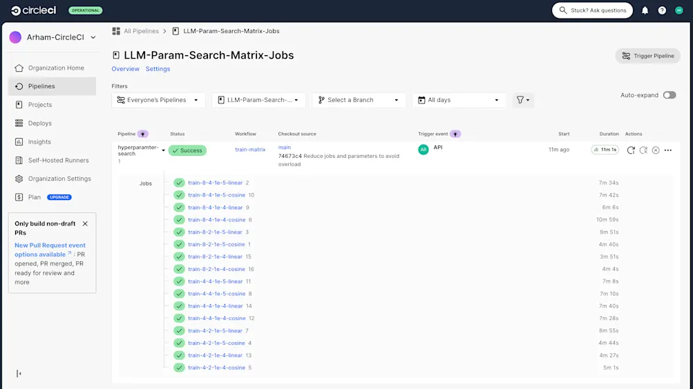 CircleCI jobs success