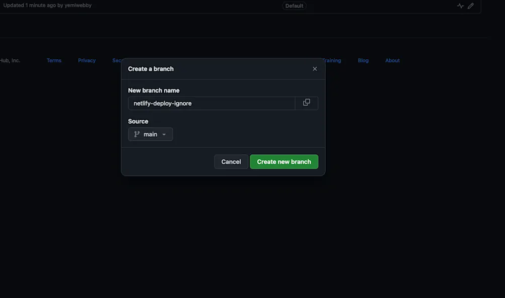 Create deploy branch - GitHub