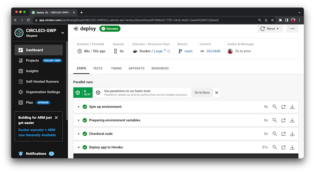 Build Successful - CircleCI